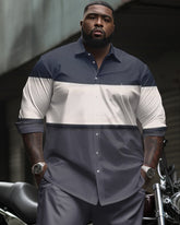Simple Colorblock Long Sleeve Shirt 2-Piece Set Men's Big & Tall